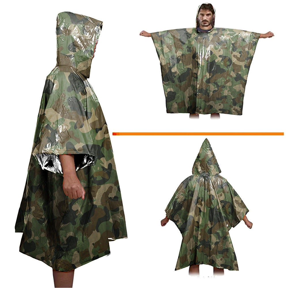 Outdoor First Aid Survival Emergency Camouflage Survival Raincoat