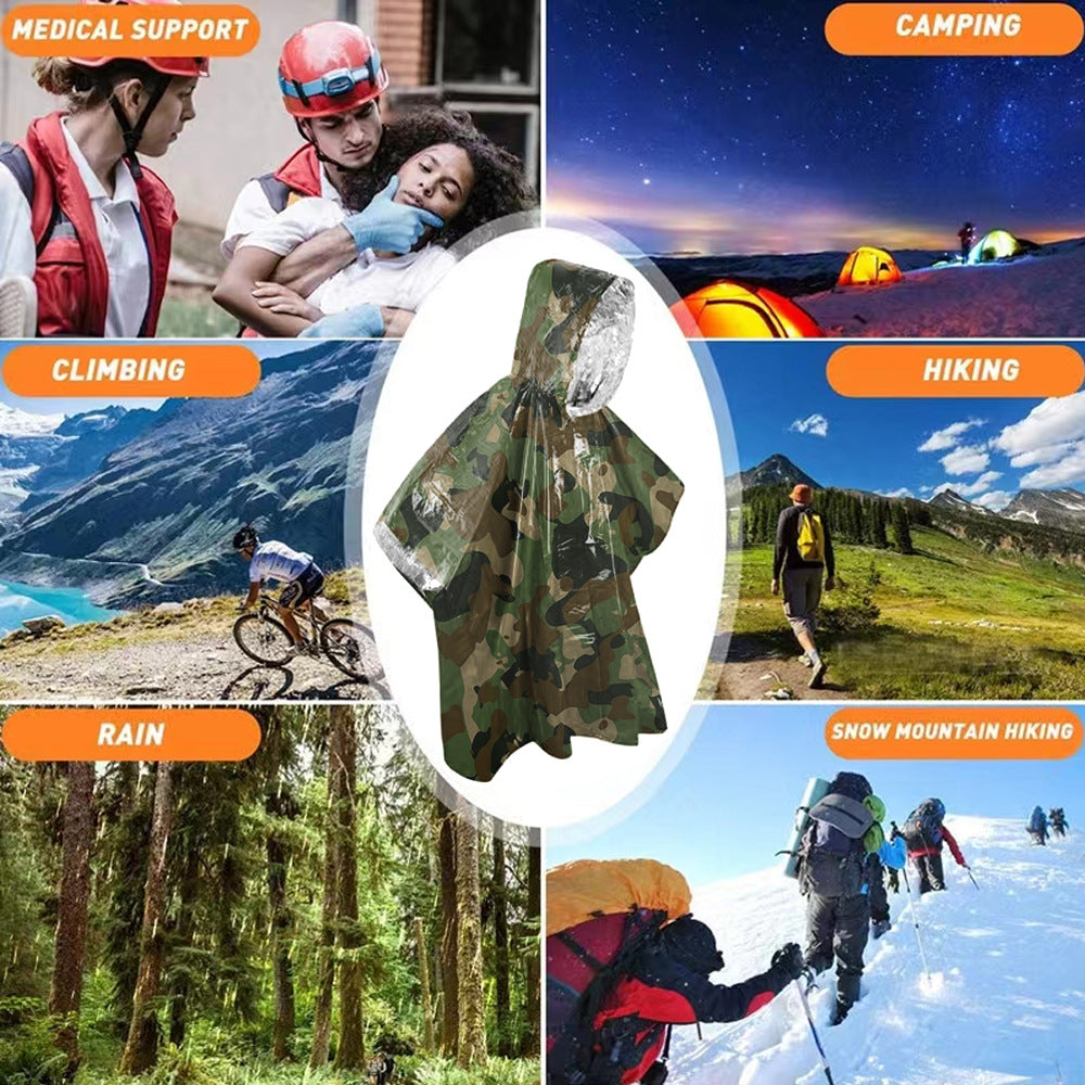 Outdoor First Aid Survival Emergency Camouflage Survival Raincoat